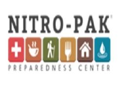 Nitro-Pak Preparedness Center logo with icons for health, food, travel, and safety.