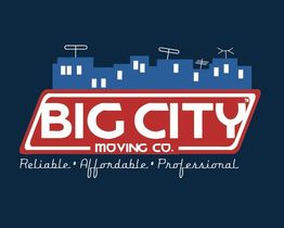 Logo of Big City Moving Co. with a city skyline, reading “Reliable · Affordable · Professional”.