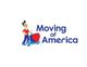 Cartoon figure with a cart and heart alongside "Moving of America" text.