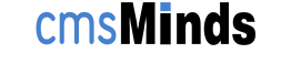 Logo: "cmsMinds" with "cms" in blue and "Minds" in black on a white background.
