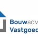 Logo met driehoek en tekst "Bouwadvies & Vastgoedbeheer" in blauw en grijs.