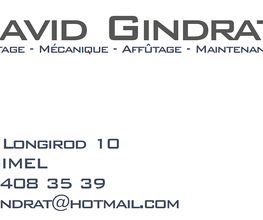 Visitenkarte mit Kontaktinformationen und Dienstleistungsbeschreibung von David Gindrat.
