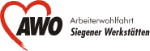Logo der AWO Siegener Werkstätten mit rotem Herzsymbol und schwarzem Text.