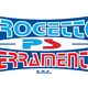Logo con testo blu e rosso: "Progetto Serramento S.N.C." su sfondo bianco.