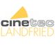 Logo mit Schriftzug "cinetec LANDFRIED" und gelbem Dreieck oben.