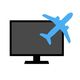 Computerscherm met blauw vliegtuigpictogram erop.