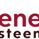 Logo van Stenekes Steenhandel met rode kubus en tekst in rood en zwart.