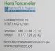 Visitenkarte von Hans Tanzmeier, Handwerk & Hygiene, mit Kontaktinformationen in München.