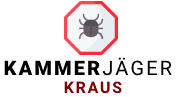 Ikon mit Käfer in rotem Achteck, darunter der Text "KRAUS".