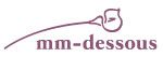 Logo mit Schriftzug "mm-dessous" und stilisierter Blume in Lila.