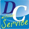 Logo mit den Buchstaben "DC" und Text "mobile Service" auf blauem Hintergrund.