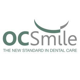 OC Smile logo with tagline "The New Standard in Dental Care" and a smile design.