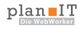 Logo mit Text "planIT" und "Die WebWorker" in Grautönen, ein orangefarbenes Quadrat ersetzt das "i".
