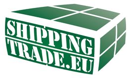 Grünes Logo mit Text "Shipping Trade.eu" in weißer Schrift auf einer Box.