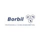 Borbil-Logo mit Insekten- und Tierpiktogrammen, Text: "Professionelle Schädlingsbekämpfung".