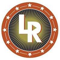 Logo with "LR" initials in a circle, surrounded by stars and a sunburst pattern.