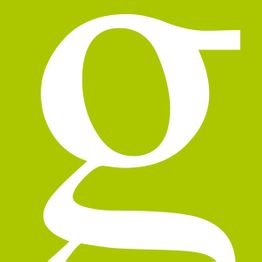 Abstraktes Design: Weißes "g" auf grünem Hintergrund.