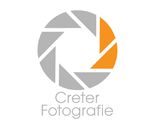 Graues und orangefarbenes Kamera-Logo mit dem Schriftzug "Creter Fotografie".
