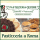 Immagine di una pasticceria a Roma con dolci e logo Pasticceria Cecere.