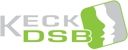 Logo mit Text "KECK DSB" in Grau und Grün, daneben stilisierte Gesichter im Profil in Grün und Weiß.