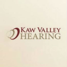 Logo of Kaw Valley Hearing with stylized sound waves.
