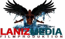 Schwarzer Engel mit ausgebreiteten Flügeln über Wasser. Text: "LANIZMEDIA FILMPRODUKTION".