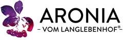 Logo mit violetter Blume und Text "ARONIA - VOM LANGLEBENHOF".