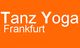 Weiße Schrift auf orangefarbenem Hintergrund: "Tanz Yoga Frankfurt".