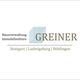 Logo von "Greiner" Hausverwaltung mit Städten: Stuttgart, Ludwigsburg, Böblingen.