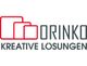 Logo mit roten Quadraten und Text: "DRINKO KREATIVE LÖSUNGEN".