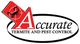 Company logo with a scorpion and text: Accurate Termite and Pest Control.