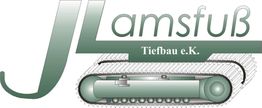 Logo mit Schriftzug „Lamsfuß Tiefbau e.K.“ und Abbildung eines Tunnelbohrgeräts.