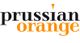 Logo mit Text "prussian orange" in Schwarz und Orange auf weißem Hintergrund.