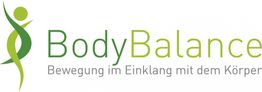 Logo von BodyBalance mit grünem menschlichen Symbol und dem Text „Bewegung im Einklang mit dem Körper“.
