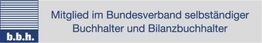 Logo des Bundesverbands selbständiger Buchhalter und Bilanzbuchhalter mit Streifenmuster.