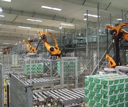 Palettieranlage mit 5 Kuka Robotern