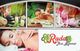 Rada Thai Massage-Plakat mit entspannenden Szenen, Blumen und Massagetherapie.