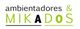 Texto: "ambientadores & MIKADOS" en negro y verde.
