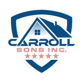 Logo of Carroll Sons Inc. features a house within a blue shield and five red stars below.