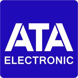 Blaues Logo mit weißem Text: "ATA ELECTRONIC".