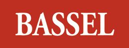 Texto "BASSEL" en letras blancas sobre fondo rojo.