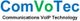Logo von ComVoTec, in bunten Buchstaben, mit Untertitel "Communications VoIP Technology".