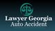 "Logo with scales of justice, text: Lawyer Georgia Auto Accident, on dark gradient background."