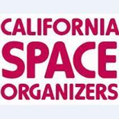 Text: "California Space Organizers" in bold red letters on a white background.