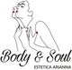 Profilo di donna stilizzato con testo "Body & Soul, Estetica Arianna" sotto di essa.