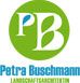 Grünes Logo mit den Buchstaben "PB", darunter "Petra Buschmann Landschaftsarchitektin".