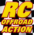 Text mit "RC Offroad Action" vor kariertem Hintergrund.