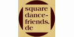 Logo mit Text "squaredance-friends.de" in einem braunen Kreis auf beigem Hintergrund.
