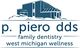 Logo for P. Piero DDS: family dentistry and wellness in West Michigan with building illustration.