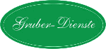 Grünes ovales Logo mit weißem Schriftzug "Gruber-Dienste".